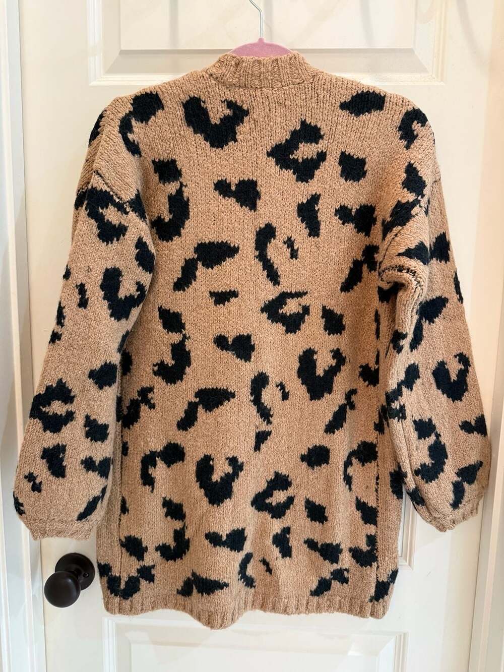 Abercrombie & Fitch Brown Black Leopard Print Open Front Knit Cardigan Size S - Picture 6 of 6